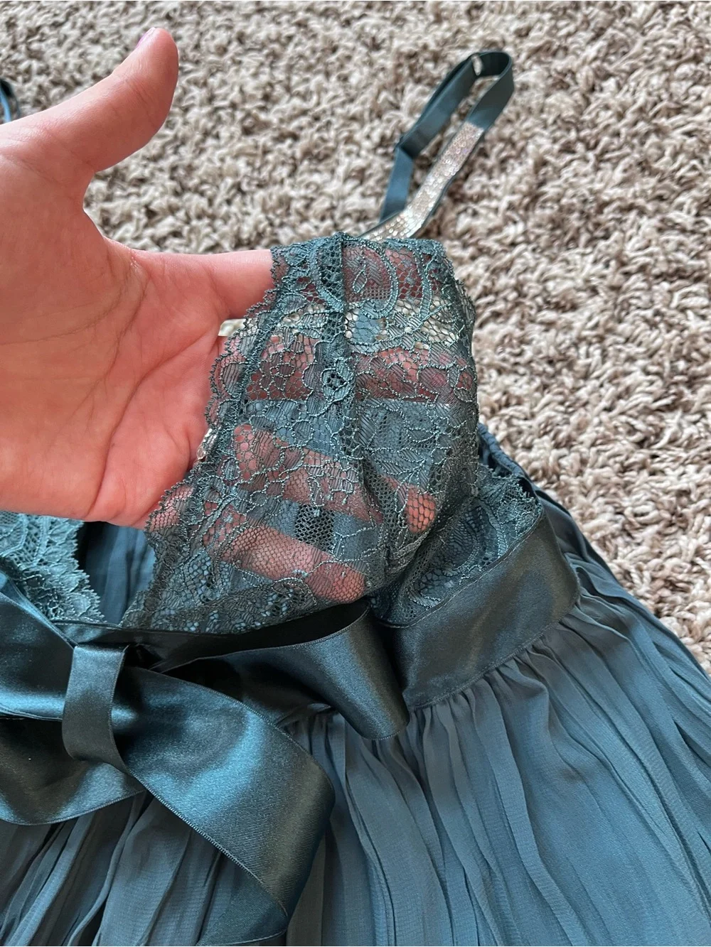Victoria's Secret Pleated Rhinestone Strap Babydoll Chemise